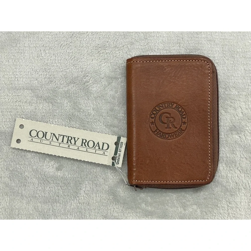 Country Road Key Case Wallet One Size Brown Leather Zip Australia